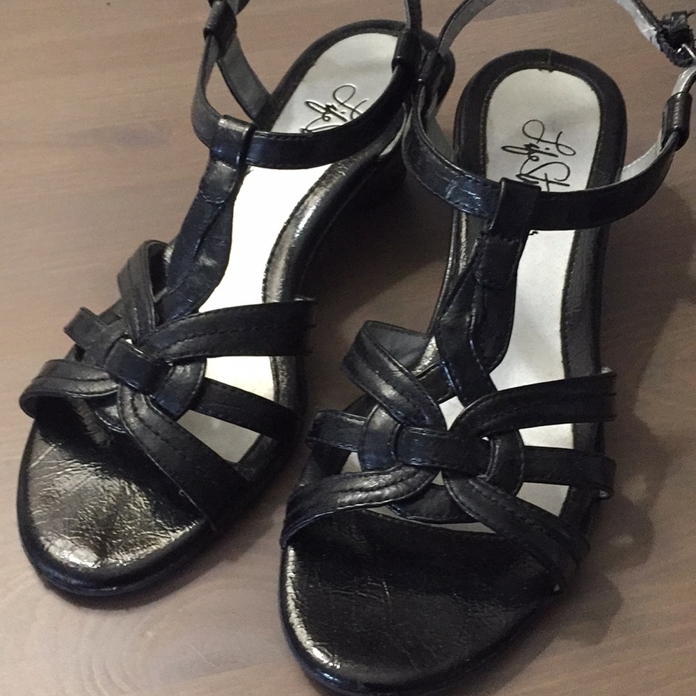 Black Wedge Sandals
